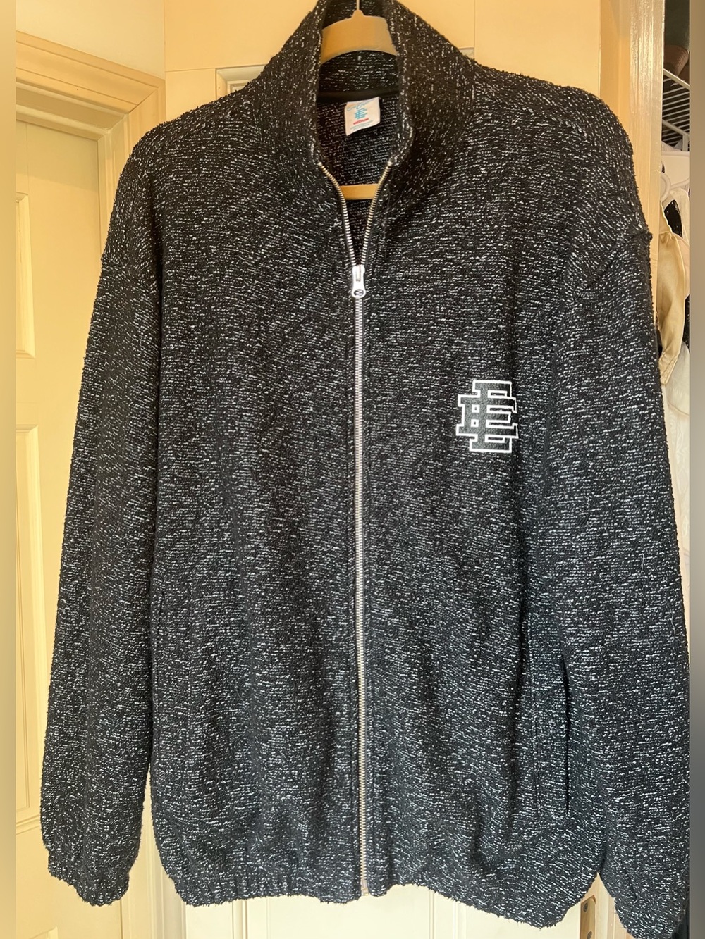 Eric Emanuel Black Heather Full-Zip Knit Sweater Jacket